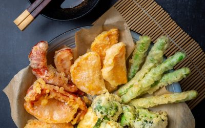 Verduras en tempura con salsa chili-dulce